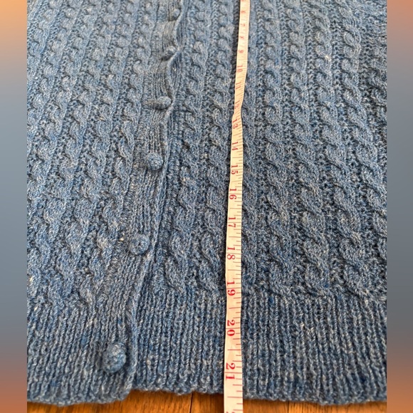 VINTAGE Hand Knit Cable Knit Cardigan Wool Sweater Retro Coastal Grandma Sz Sm - Picture 4 of 5